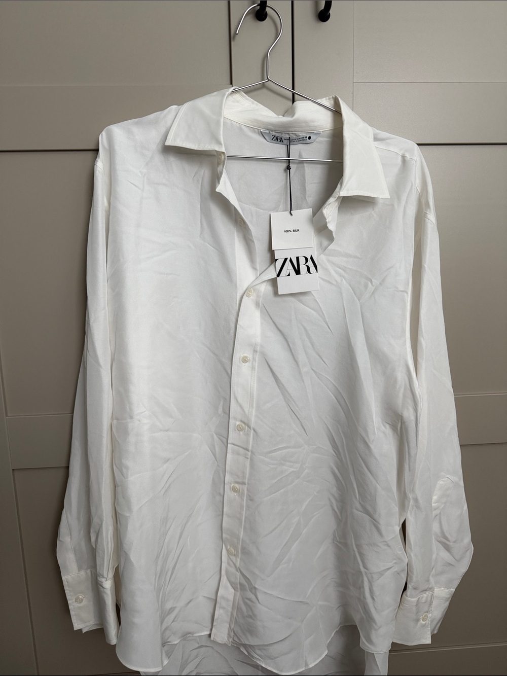 Zara White Long-Sleeve Button Shirt